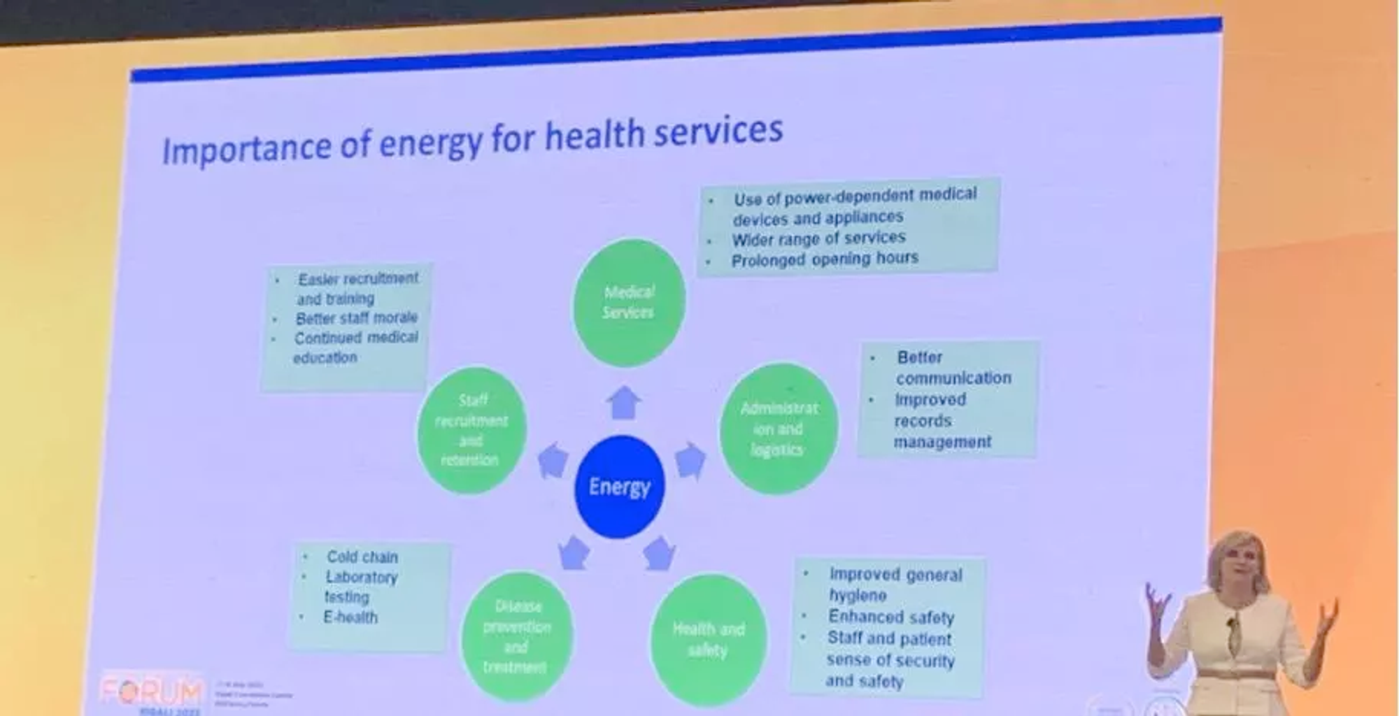 Dr. Maria P. Neira (Director of the Department of Environment, Climate Change and Health at the WHO) presenting at the Sustainable Energy for All (SEforALL) Forum session “Powering Healthcare During and Beyond a Pandemic”.